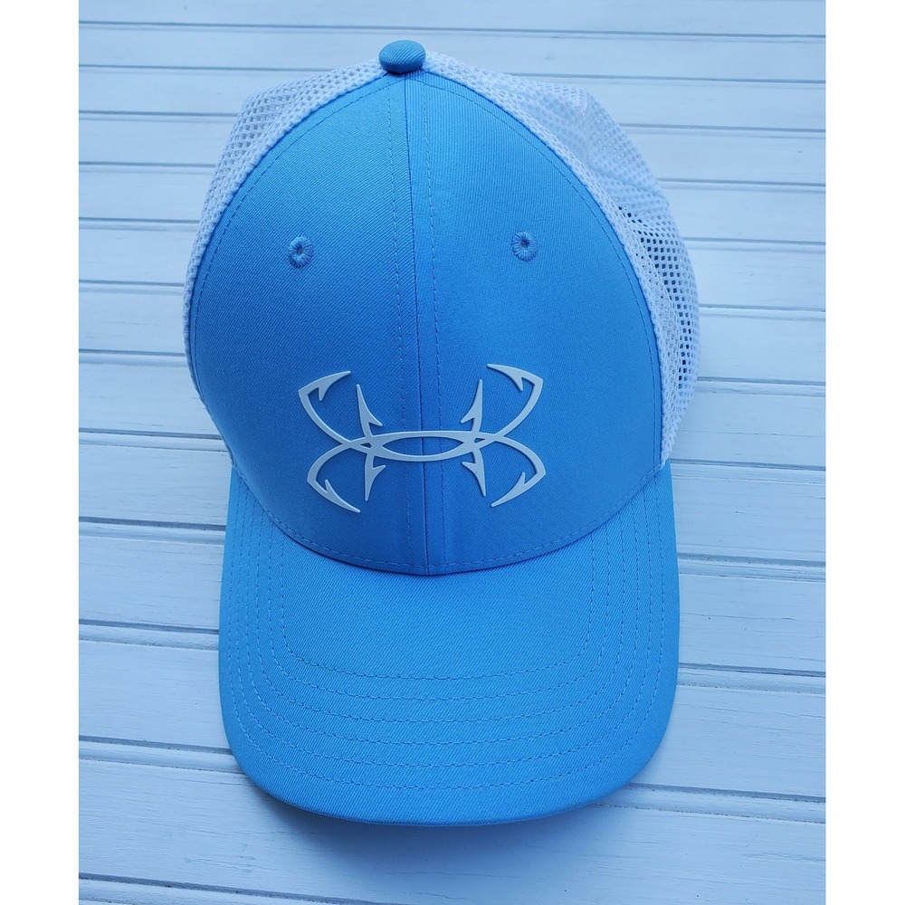 Under Armour Fish Pro Fit Trucker Hat Blue White Mesh L/XL 6493880